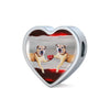 Border Terrier Print Heart Charm Steel Bracelet-Free Shipping