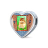 Golden Hamster Art Print Heart Charm Steel Bracelet-Free Shipping