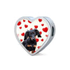 Dachshund Print Heart Charm Steel Bracelet-Free Shipping