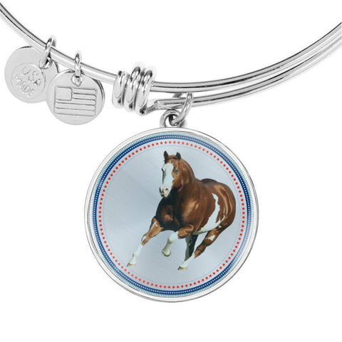 American Paint Horse Print Circle Pendant Luxury Bangle-Free Shipping