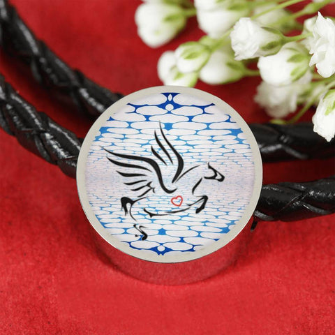 Amazing Percheron Horse Print Circle Charm Leather Bracelet-Free Shipping