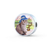 Scottish Fold Cat Print Circle Charm Leather Bracelet-Free Shipping