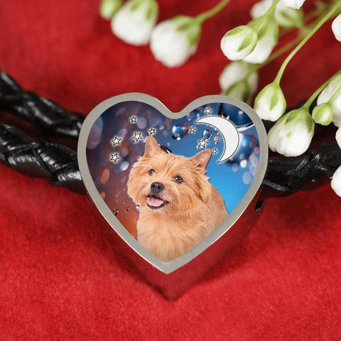 Norwich Terrier Print Heart Charm Braided Bracelet-Free Shipping