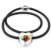 Cute Golden Retriever Print Heart Charm Braided Bracelet-Free Shipping