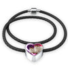 Turkish Van Cat Print Heart Charm Leather Woven Bracelet-Free Shipping