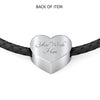 German Shepherd Dog Black Art Print Heart Charm Leather Woven Bracelet-Free Shipping