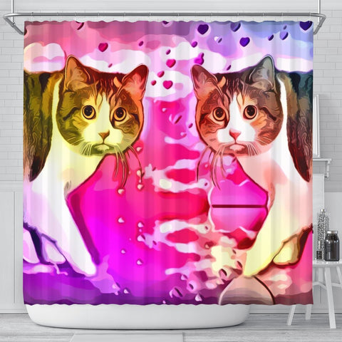 Manx Cat Print Shower Curtain-Free Shipping