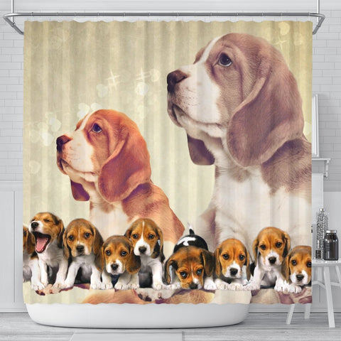 Cute Beagle Print Shower Curtain-Free Shipping