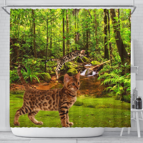 Bengal Cat Print Shower Curtains-Free Shipping