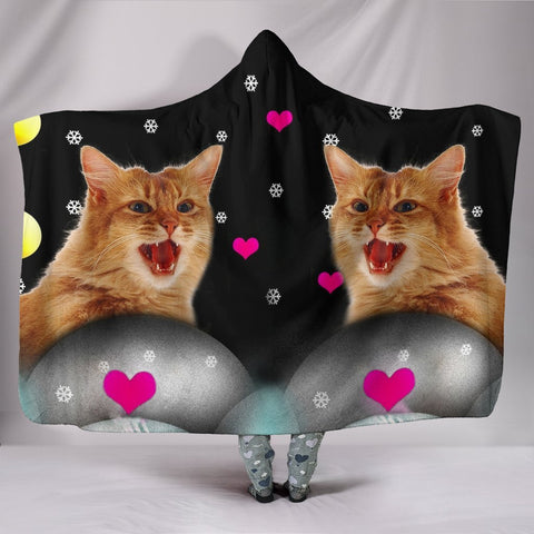 Somali cat Print Hooded Blanket-Free Shipping