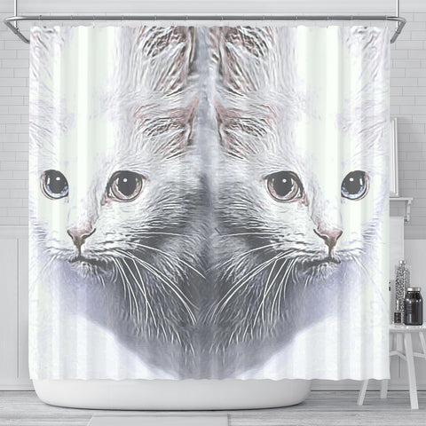 Turkish Angora Cat Print Shower Curtain-Free Shipping
