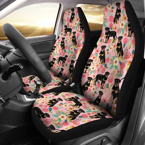 Rottweiler Dog Floral Print Car Seat Covers-Free Shipping