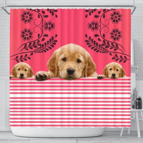 Golden Retriever Dog Print Shower Curtain-Free Shipping