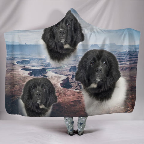 Cute Newfoundland Dog Print Hooded Blanket-Free Shipping