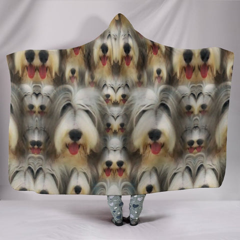 Bearded Collie Dog Lots Print Hooded Blanket-Free Shipping
