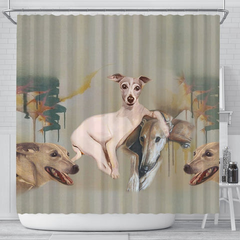 Italian Greyhound Print Shower Curtain-Free Shipping