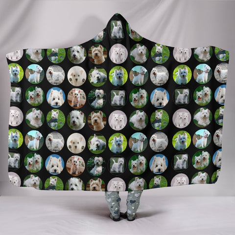 West Highland White Terrier Dog Pattern Print Hooded Blanket-Free Shipping