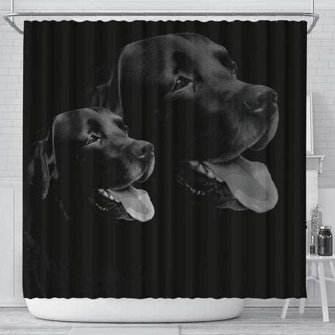 Black Labrador Dog Print Shower Curtain-Free Shipping