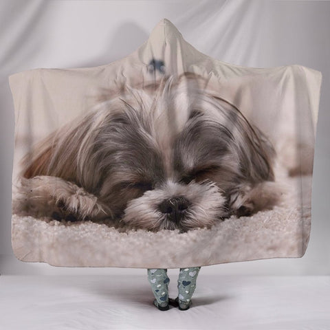 Cute Shih Tzu Dog Print Hooded Blanket-Free Shipping