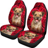 Border Terrier On Rose Print Car Seat Covers-Free Shipping