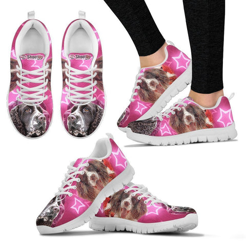 English Springer Spaniel On Pink Print Running Shoes For Women- Free Shipping