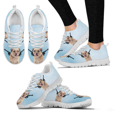 Two Guns With Border Terrier Print Running Shoes For Women-Free Shipping