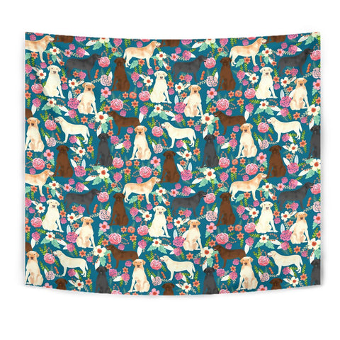 Labrador Retriever Dog Floral Print Tapestry-Free Shipping
