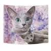 Cute Russian Blue Cat Tapestry-Free Shipping