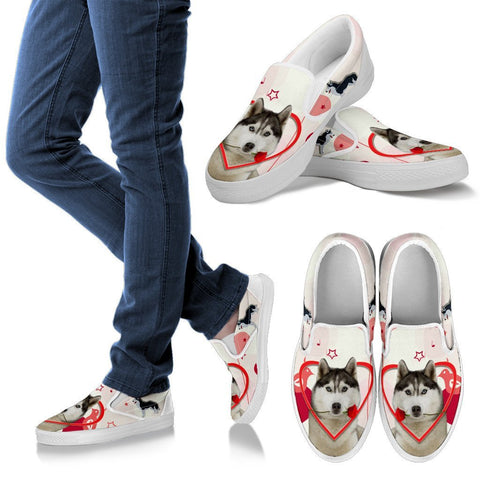 Valentine's Day Special Siberian Husky Print Slip Ons For Women- Free Shipping