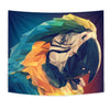 Blue And Yellow Macaw Parrot Vector Art Print Tapestry-Free Shipping