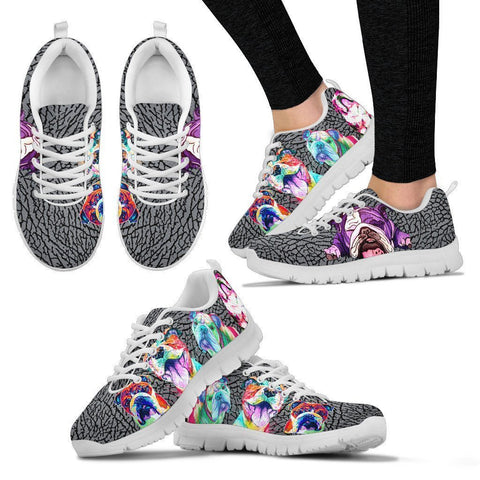 Painted Bulldog Print Running Shoes For Women-Free Shipping