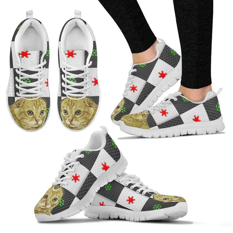 Scottish Fold Cat Christmas Print Running Shoes For Women-Free Shipping