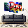 Scarlet Macaw Parrot Print 5 Piece Framed Canvas- Free Shipping