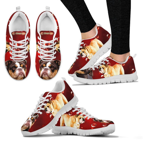 Bulldog On Red-Women's Running Shoes-Free Shipping