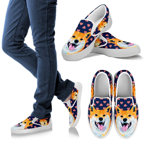 Valentine's Day Special-Shiba Inu Dog Print Slip Ons For Women- Free Shipping