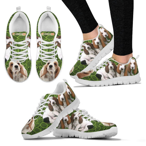 Basset Hound On Green-Women's Running Shoes-Free Shipping