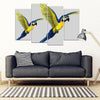 Blue And Yellow Macaw Parrot Print 5 Piece Framed Canvas- Free Shipping