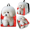 Bichon Frise On Red Fur Print Backpack- Express Shipping