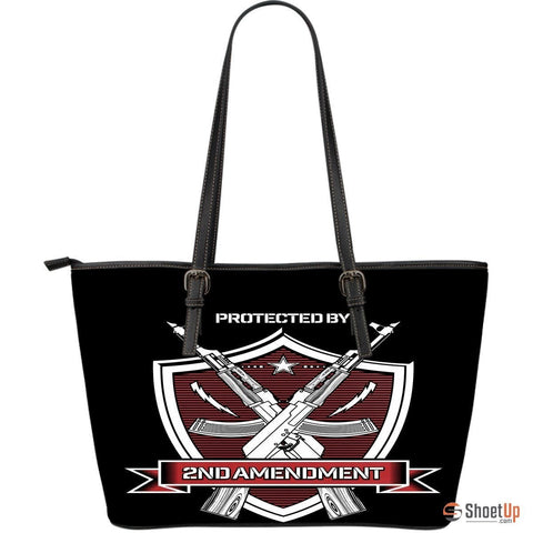 Protected By 2nd Amendment- large leather Tote Bag- Free Shipping