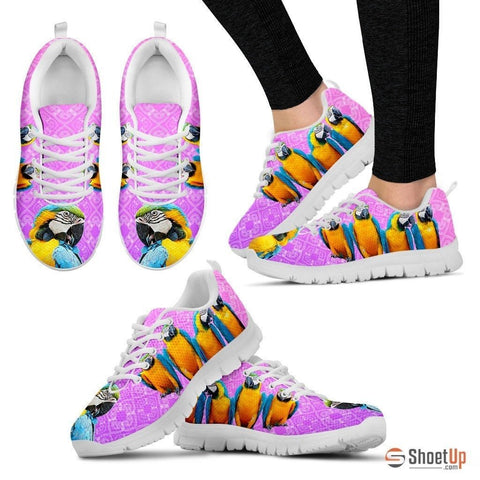 Blue And Yellow Macaw Parrot Running Shoes For Women-Free Shipping