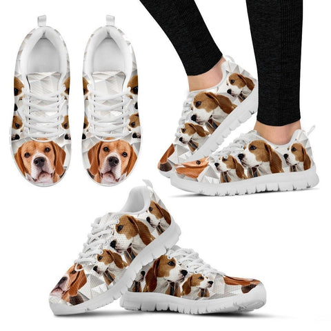 Beagle Dog Print (Black/White) Running Shoes For Women-Express Delivery