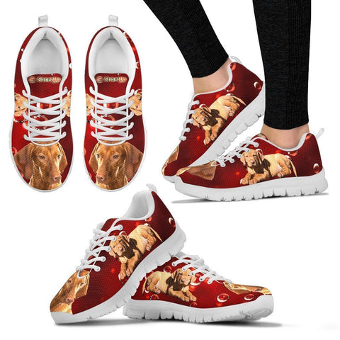 Vizsla On Red-Women's Running Shoes-Free Shipping