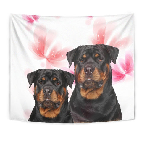 Rottweiler On Soft Pink Print Tapestry-Free Shipping