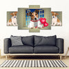 Jack Russell Terrier On Window Print-5 Piece Framed Canvas- Free Shipping