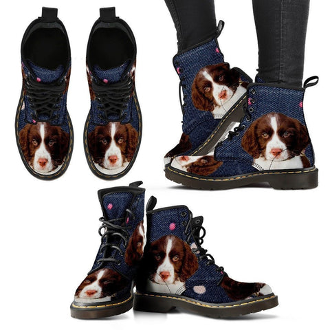 English Springer Spaniel Print Boots For Women-Express Shipping