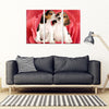 Cute Beagle On Red Rose Print- Piece Framed Canvas- Free Shipping
