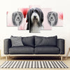 Bearded Collie Print-5 Piece Framed Canvas- Free Shipping