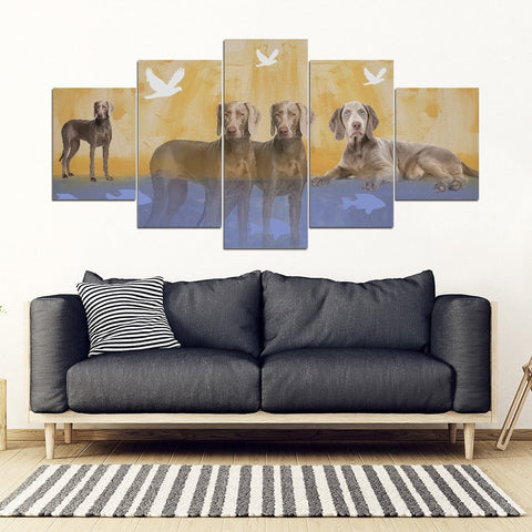 Weimaraner Dog Print-5 Piece Framed Canvas- Free Shipping