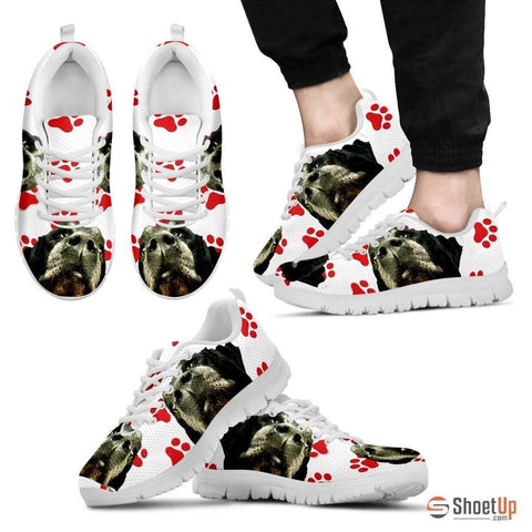 Customized Red Paws Dog Print (Black/White) Running Shoes For Men-Free Shipping Limited Edition