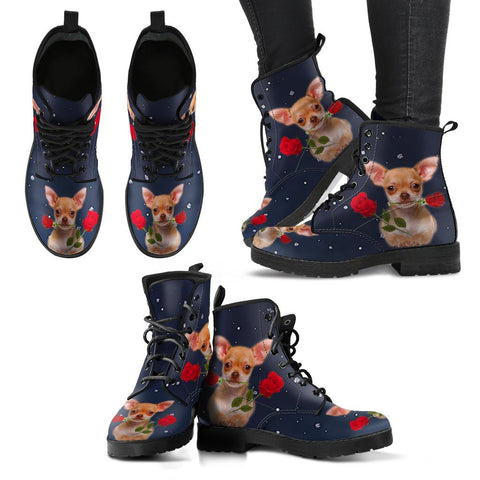Valentine's Day Special-Chihuahua With Rose Print Boots For Women-Free Shipping